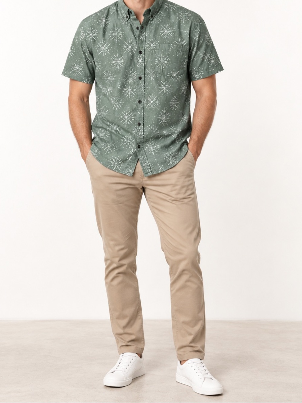 Prana Hillsdale Slim Fit Button Up Shirt Men’s XL Green Short Sleeve Casual